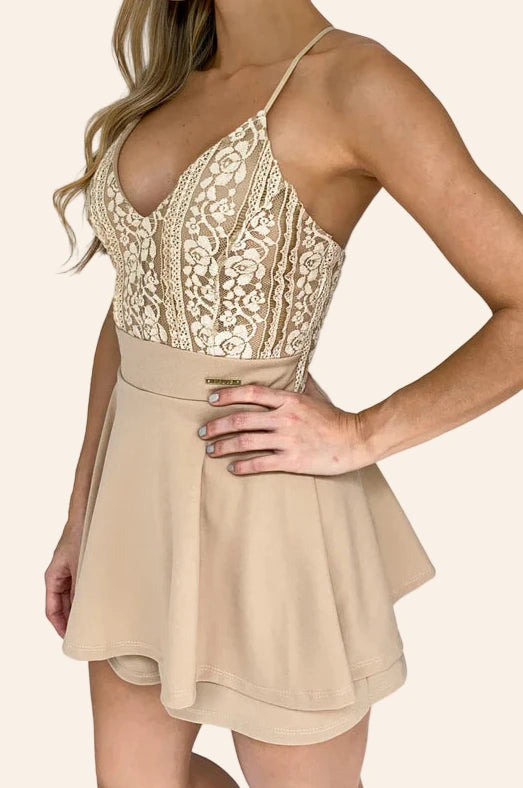 The Lace Cross-Back Mini Dress